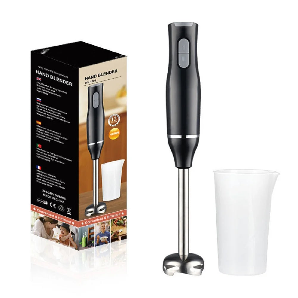 Batidora de alimentos eléctrica de mano de 400W, batidora de alimentos para frutas y verduras de 2 velocidades, batidora de huevos, molinillo de acero inoxidable, electrodomésticos EU