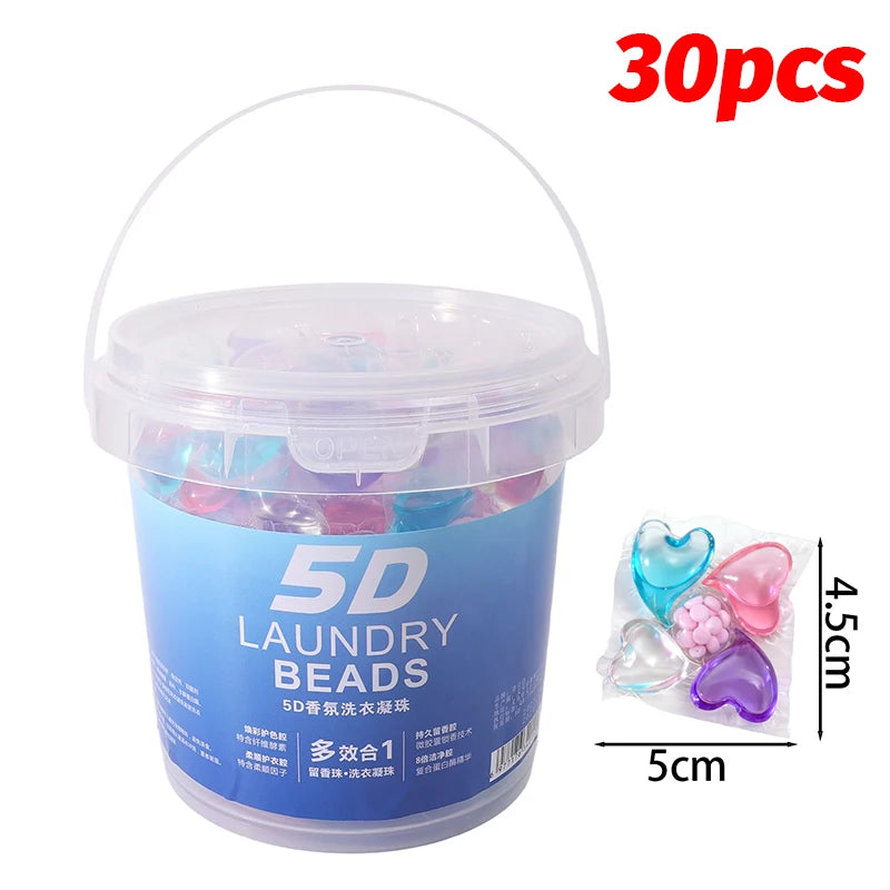 5 en 1 cuentas de lavandería detergente cápsula líquida bolas caja de jabón aroma Gardenia fragancia perfumada cuenta para lavadora doméstica