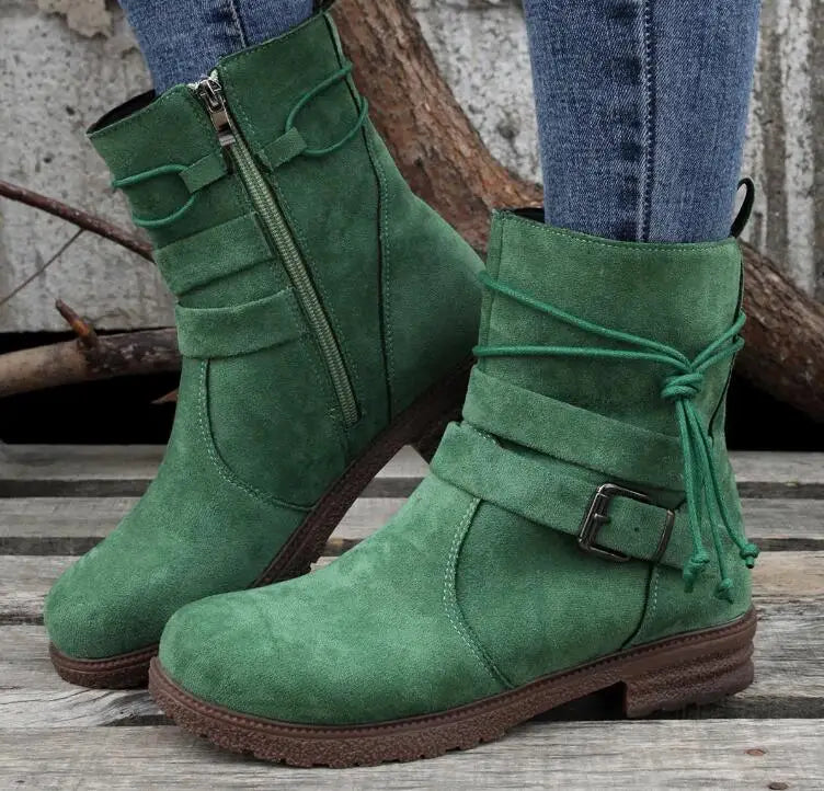 2025 Botas Chelsea para Mujer, Zapatos Retro hasta el tobillo, gamuza, Otoño Invierno, nuevas botas góticas informales para motocicleta, Zapatos de gladiador para caminar para Mujer