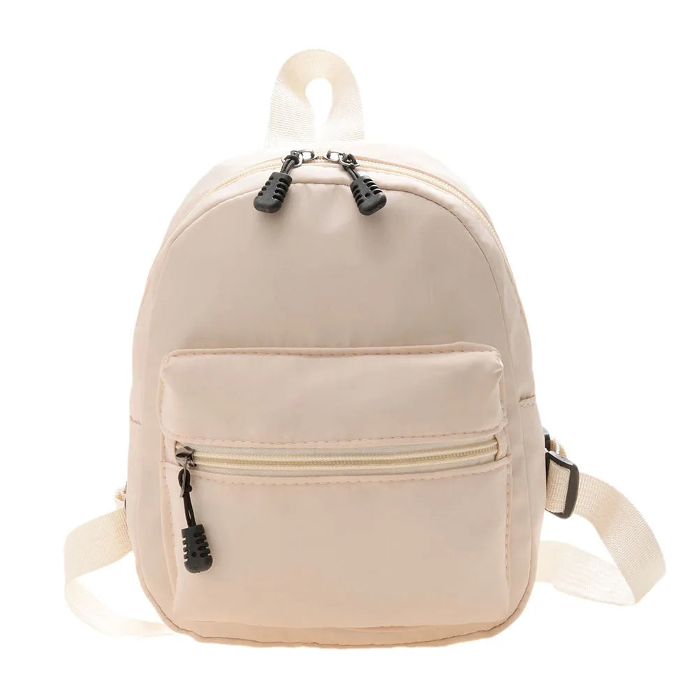 Mochila de nailon para mujer, Mini mochila de estilo Preppy, Color sólido, a la moda