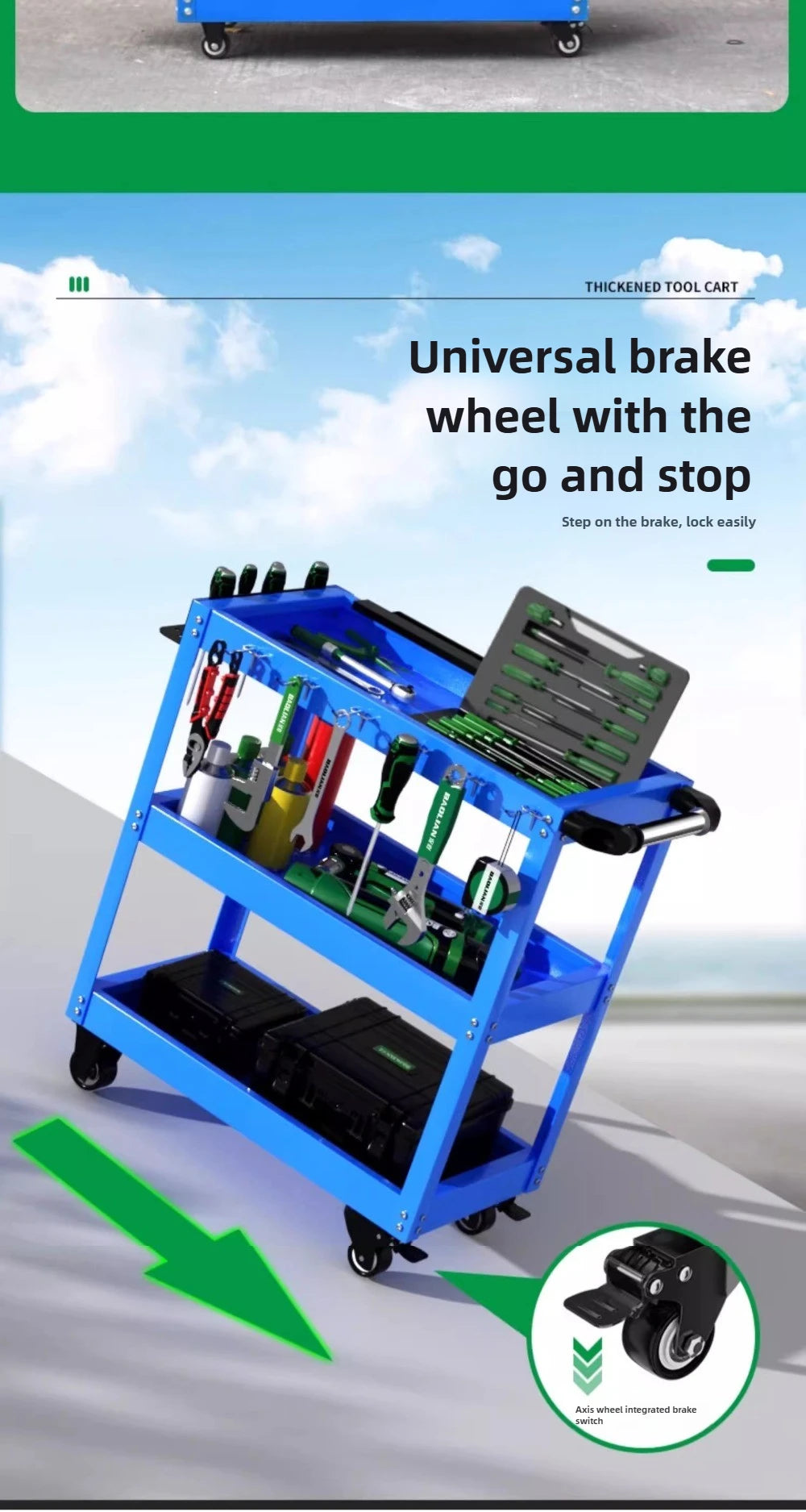 BaoLian-carro de herramientas de taller mecánico, carrito de herramientas con ruedas de freno, caja de herramientas, organizador de gabinete, soporte, estantes de banco de trabajo de garaje