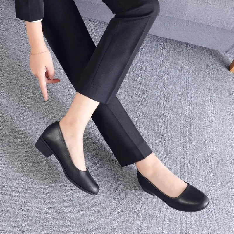 Zapatos De Mujer De suela blanda a la moda, Zapatos De trabajo cómodos para el trabajo, Zapatos De tacón grueso para Mujer, Zapatos antideslizantes De Mujer