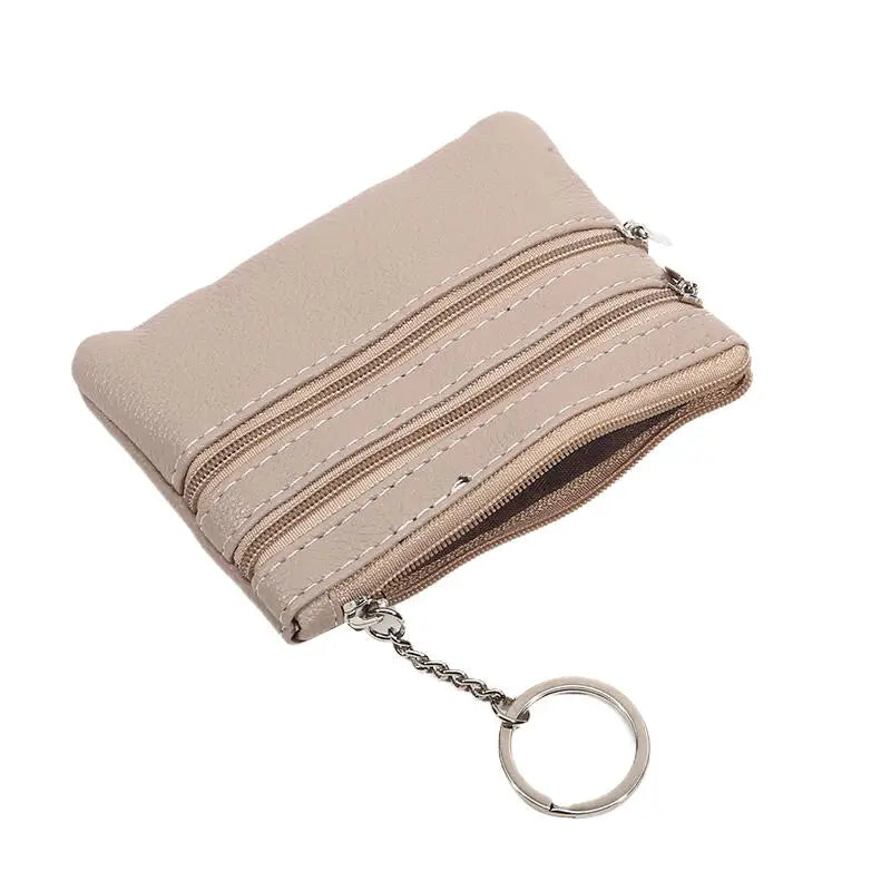 Monedero de cuero PU a la moda, cartera pequeña para mujer, monederos de cambio, Mini bolsas de dinero con cremallera, billeteras de bolsillo para niños, llavero