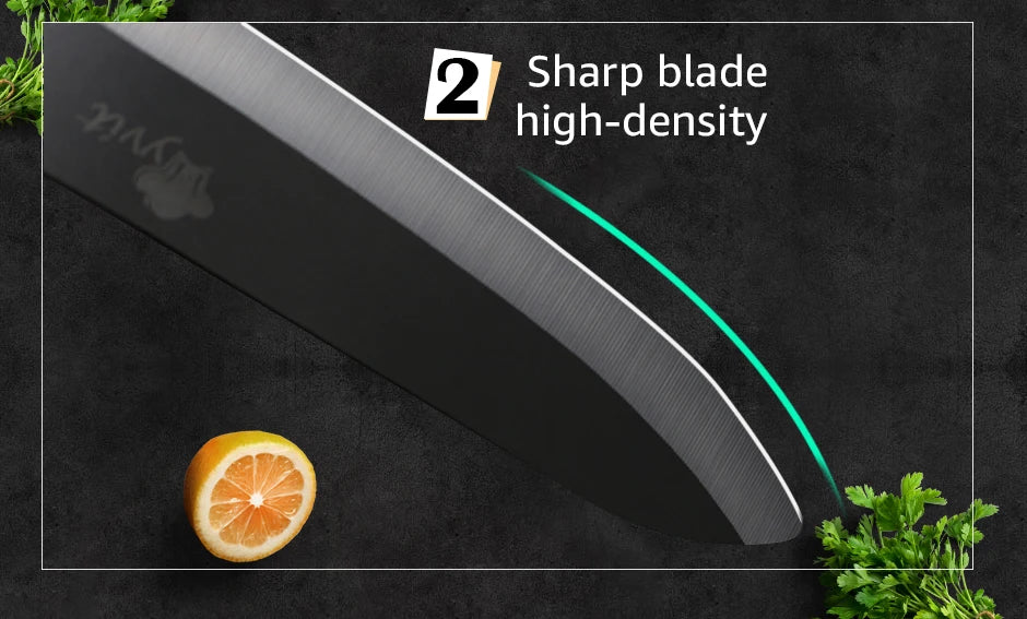 Juego de cuchillos de cerámica para cocina, pelador de frutas multiusos de 3, 4, 5 y 6 pulgadas con funda, hoja negra, cuchillo de Chef de pan