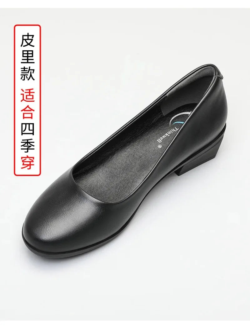 Zapatos De Mujer De suela blanda a la moda, Zapatos De trabajo cómodos para el trabajo, Zapatos De tacón grueso para Mujer, Zapatos antideslizantes De Mujer