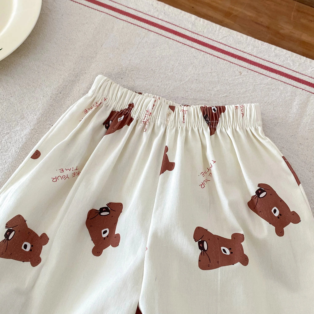 Pantalones sueltos informales para niños, ropa de primavera y verano, nuevos pantalones finos, simples y versátiles, ropa exterior, pantalones con estampado de dibujos animados para niños y niñas