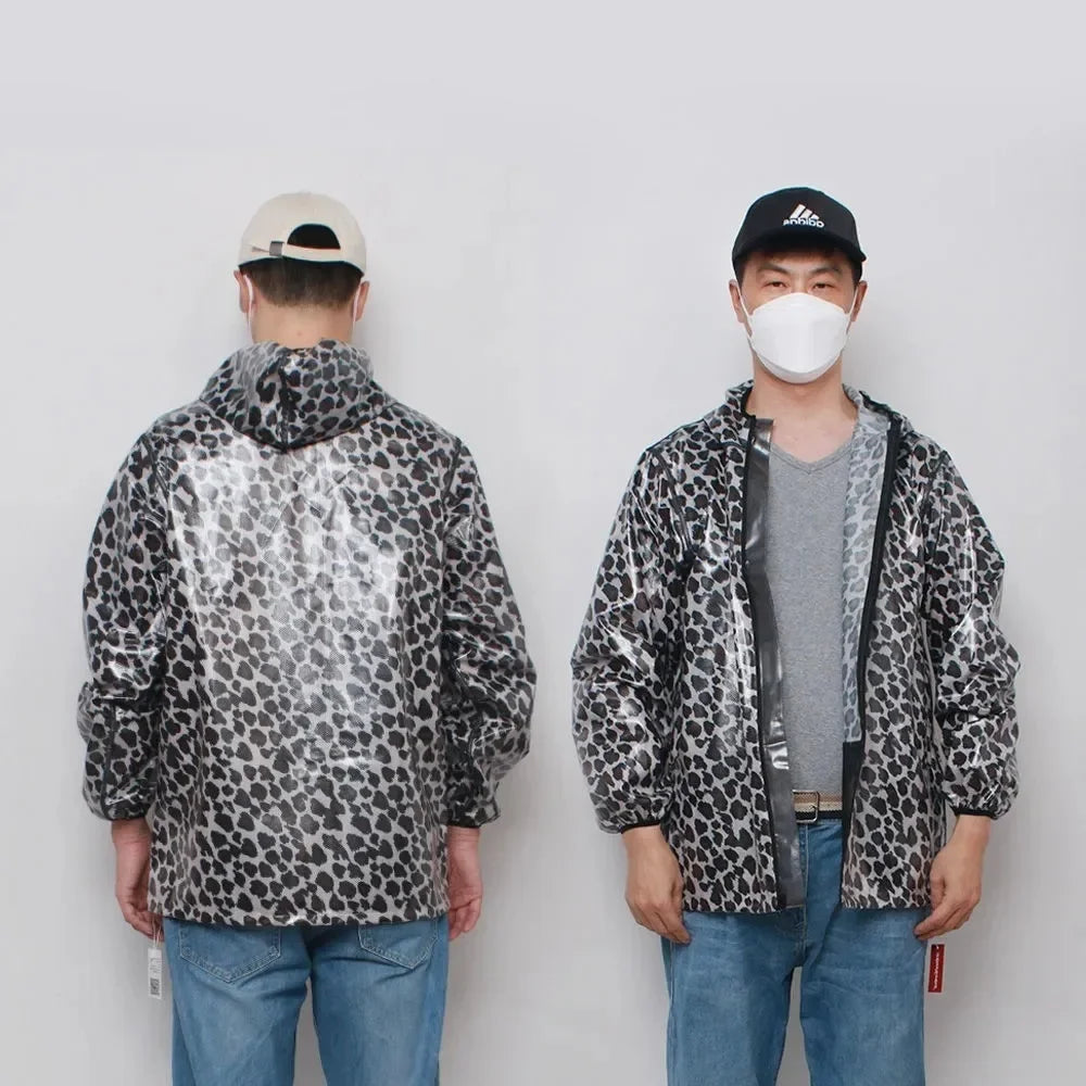 Chaqueta de TPU de talla grande para hombre y mujer, abrigo superior impermeable de manga larga con capucha y cremallera, impermeable para deportes al aire libre