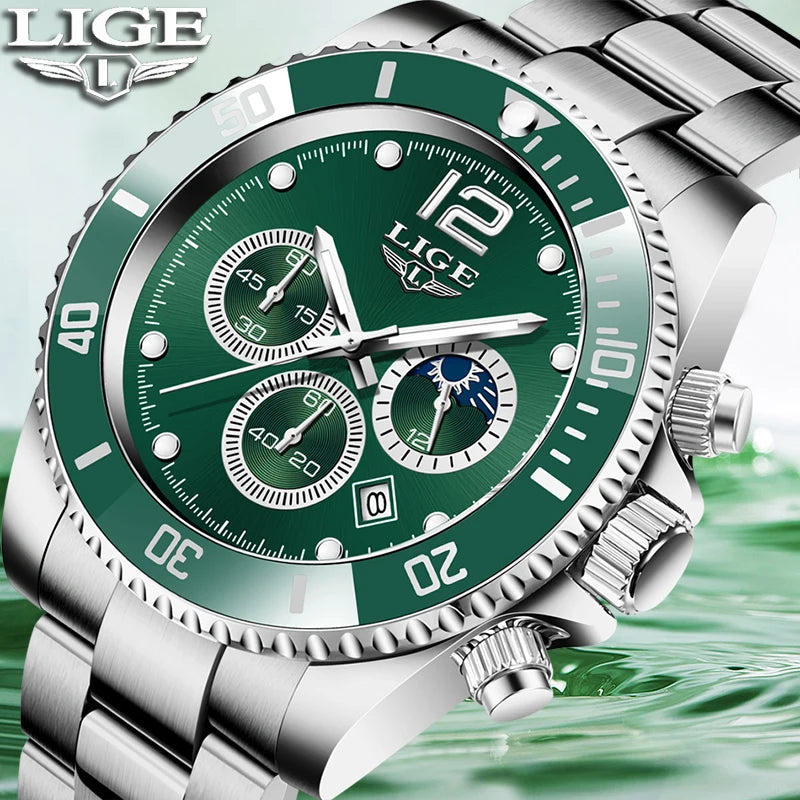 Reloj Masculino LIGE, nuevo reloj de cuarzo militar para hombre, relojes impermeables de lujo a la moda, cronógrafo con fecha de negocios para hombre