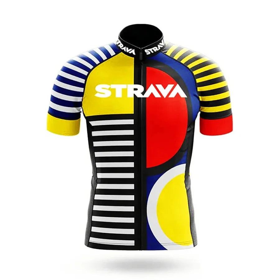 Strava-Conjunto de ciclismo para hombre, pantalones cortos para bicicleta, conjunto deportivo para bicicleta de carretera, Jersey para ciclismo de montaña, ropa transpirable de verano, uniforme profesional