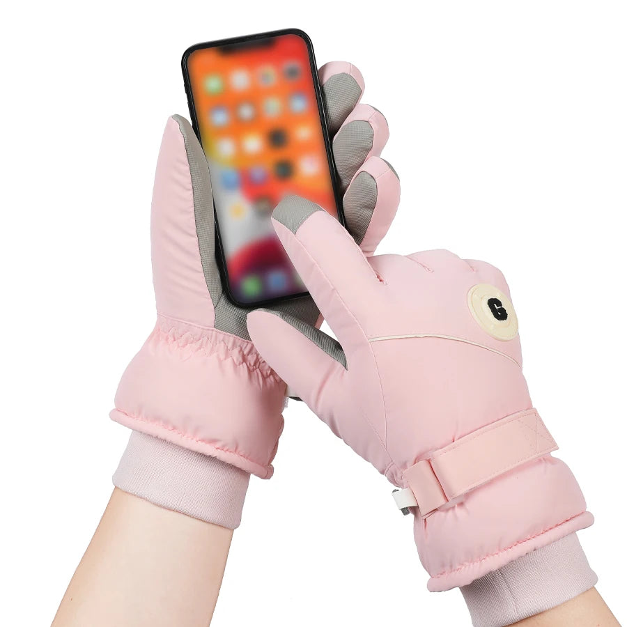 Guantes de esquí para invierno, cálidos y resistentes al frío, gruesos, antideslizantes, impermeables, Montañismo al aire libre, ciclismo, pantalla táctil,