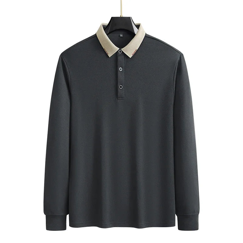 Polo de negocios de manga larga para hombre de talla grande 7XL 8XL 9XL Tops otoño transpirable Casual gimnasio trotar Golf senderismo Polo suelto