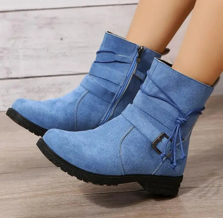 2025 Botas Chelsea para Mujer, Zapatos Retro hasta el tobillo, gamuza, Otoño Invierno, nuevas botas góticas informales para motocicleta, Zapatos de gladiador para caminar para Mujer