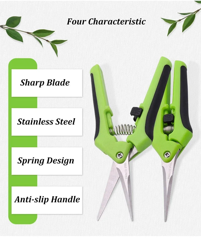 Tijeras de jardín para plantas en maceta, podadora de bonsái, tijeras de podar de flores para jardinería, recolector de frutas, huerto de granja disponible de acero inoxidable