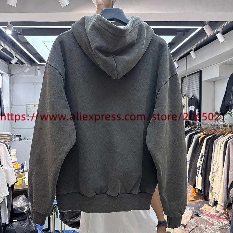 Sudadera con capucha con bordado de Sol para hombre y mujer, Jersey lavado de gran tamaño, de alta calidad