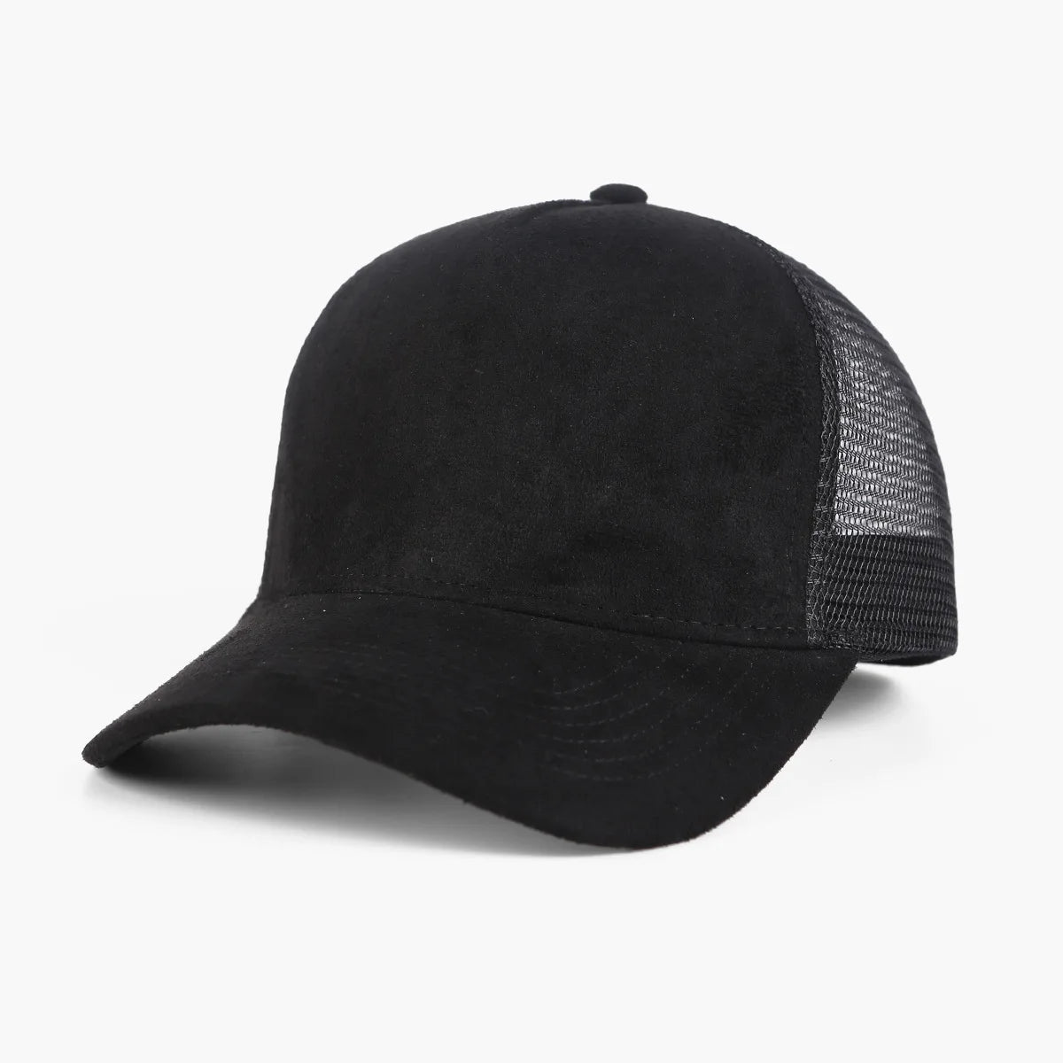 Gorra de béisbol de 1 pieza para hombre, gorra de camionero de gamuza de malla de 5 paneles, gorros para deportes al aire libre para primavera y verano para mujer, gorros de Color sólido
