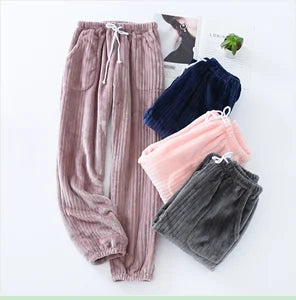 Pijamas de invierno, pantalones de Casa para mujer, pantalones elásticos, Pijamas holgados y cálidos y gruesos, pantalones, ropa de dormir estampada, ropa de dormir de otoño