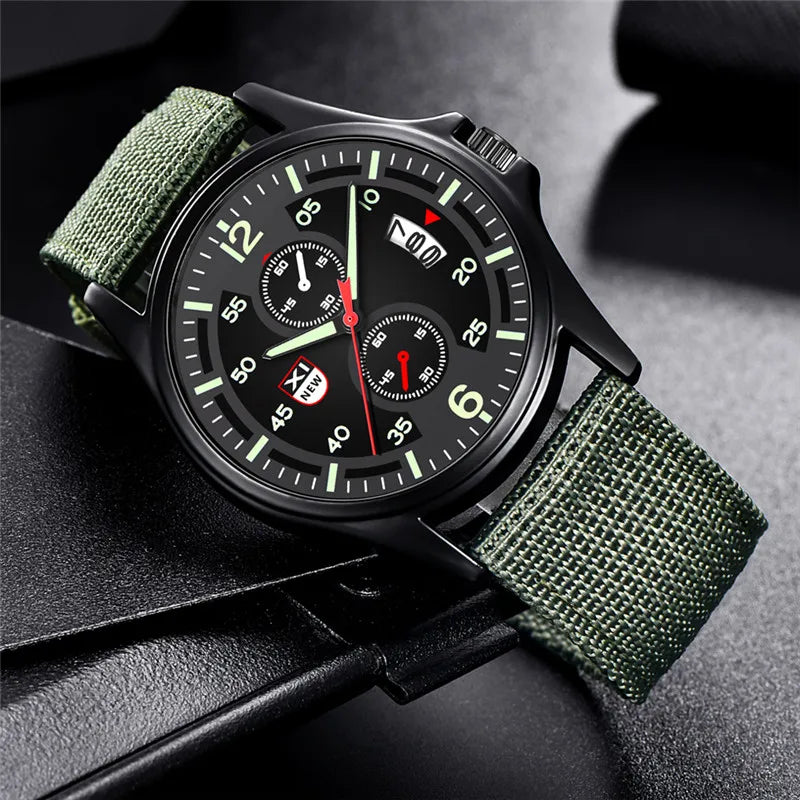 Reloj Hombre genuino marca XINEW relojes para Hombre negro estudiantes niños moda banda de nailon ejército deportes fecha Reloj Reloj Masculino