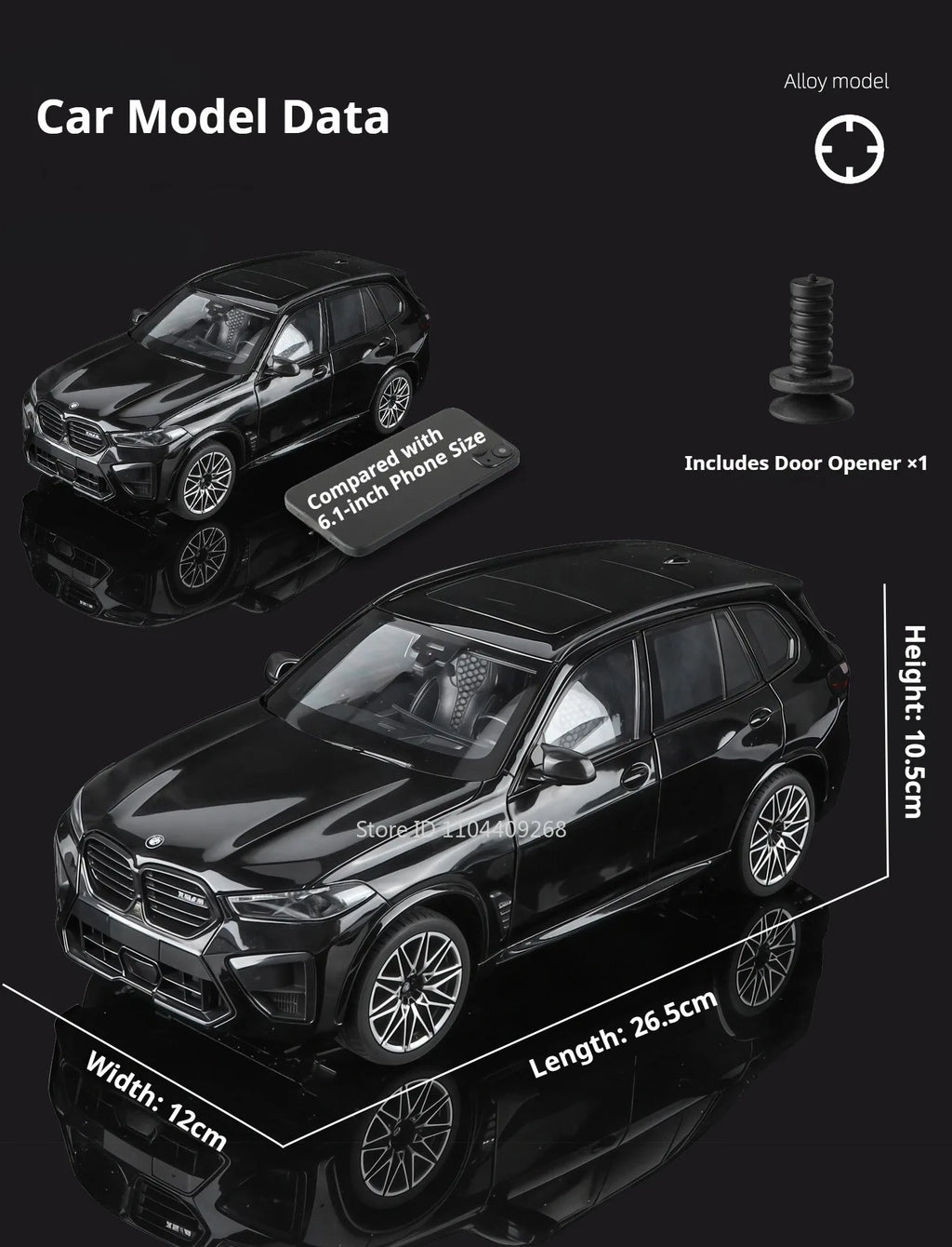 Modelo de coche X5M de gran tamaño 1:18, cuerpo de aleación de juguete, neumáticos de goma, tobogán hacia adelante, absorción de impacto, modelos de vehículos, adornos de escritorio