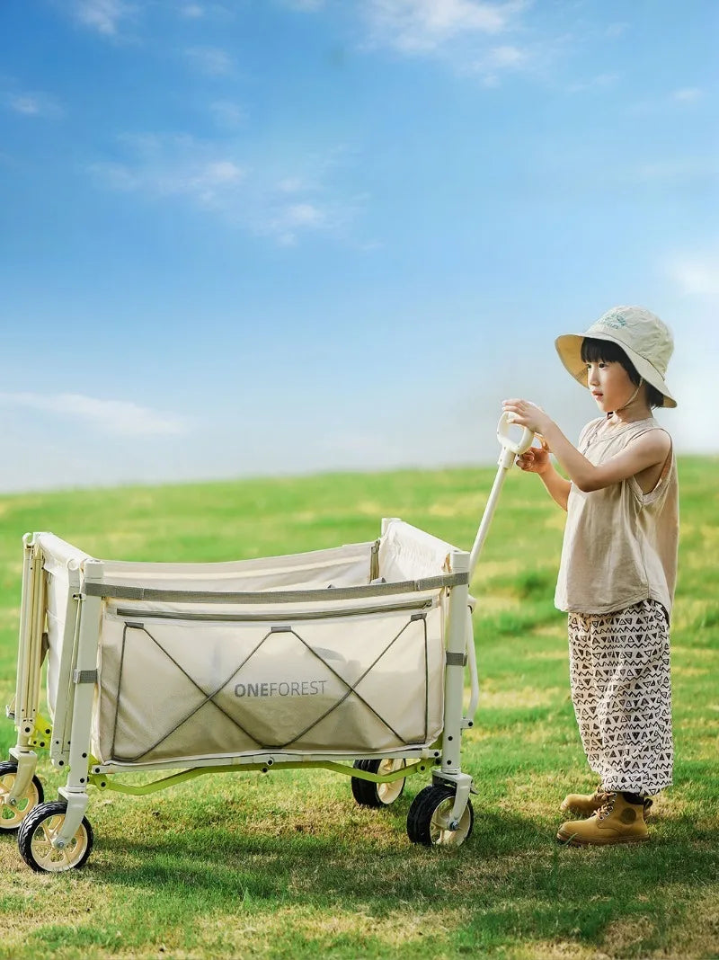 Carro de Camping plegable con sombrilla, carrito de mano de almacenamiento multifuncional portátil de viaje, herramientas útiles y prácticas para acampar al aire libre