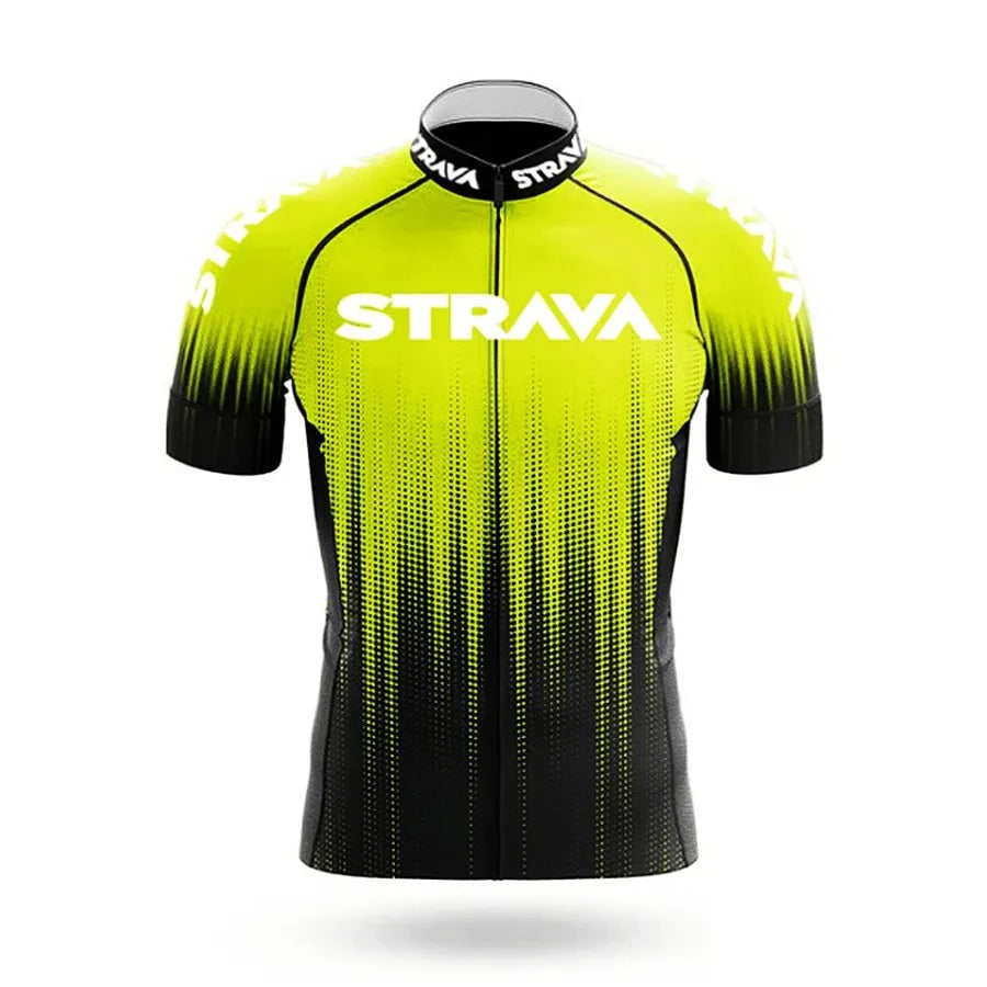 Strava-Conjunto de ciclismo para hombre, pantalones cortos para bicicleta, conjunto deportivo para bicicleta de carretera, Jersey para ciclismo de montaña, ropa transpirable de verano, uniforme profesional
