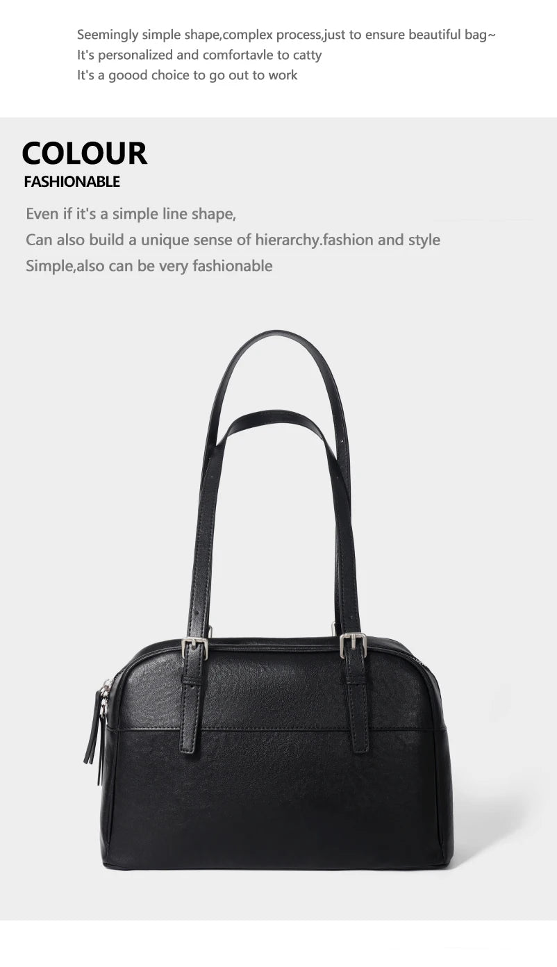 Bolso de Mano para Mujer 2025, Nuevo Bolso Boston, Bolso Bowling, Bolso de Hombro de Cuero Genuino, Bolso de Mujer