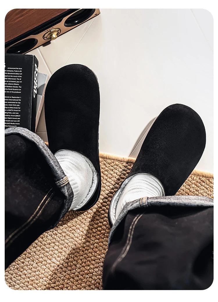 2025 zuecos de moda, zapatillas para hombre, zapatillas planas informales para exteriores, cómodas zapatillas de gamuza de suela gruesa, zapatos de playa antideslizantes para mujer