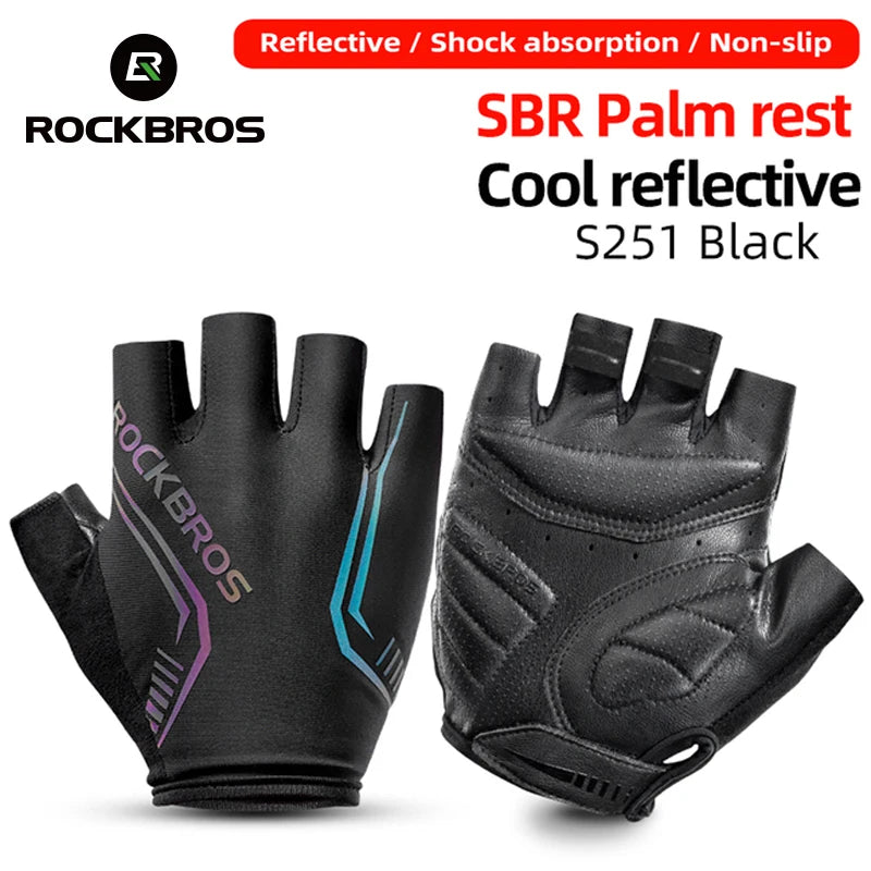 ROCKBROS Guantes de ciclismo Hombres Mujeres Guantes de medio dedo Guantes deportivos transpirables Guantes de bicicleta MTB
