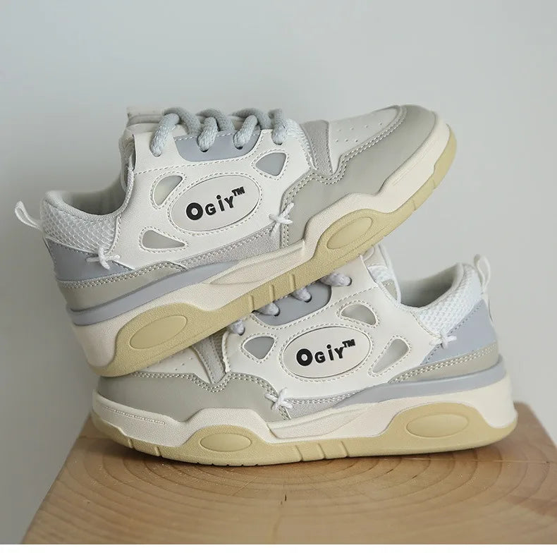 Zapatillas de deporte gruesas para hombre, zapatos de suela suave para correr, informales, de cuero de microfibra, transpirables, con plataforma aumentada de altura