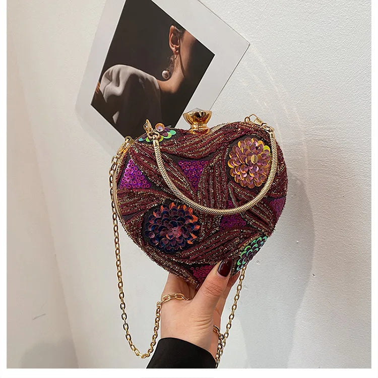 Bolso de mano para mujer 2026Nuevos bolsos de hombro con lentejuelas a la moda europea y americana, bolso de noche de mano Retro para celebridades de Internet