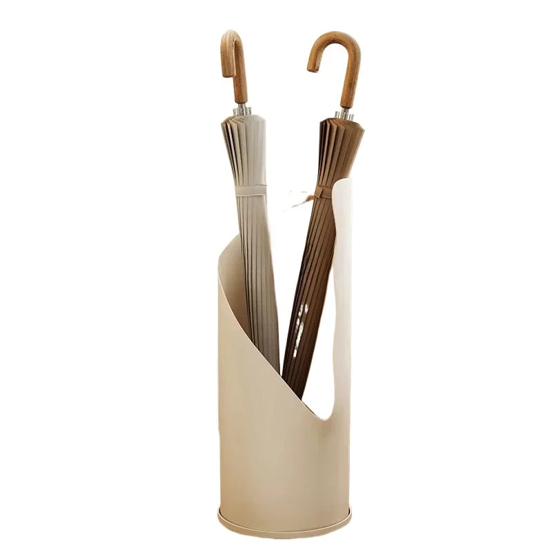 Estante de paraguas estilo crema de gran capacidad, organizador de entrada con drenaje de agua, contenedor de almacenamiento de paraguas minimalista para decoración del hogar