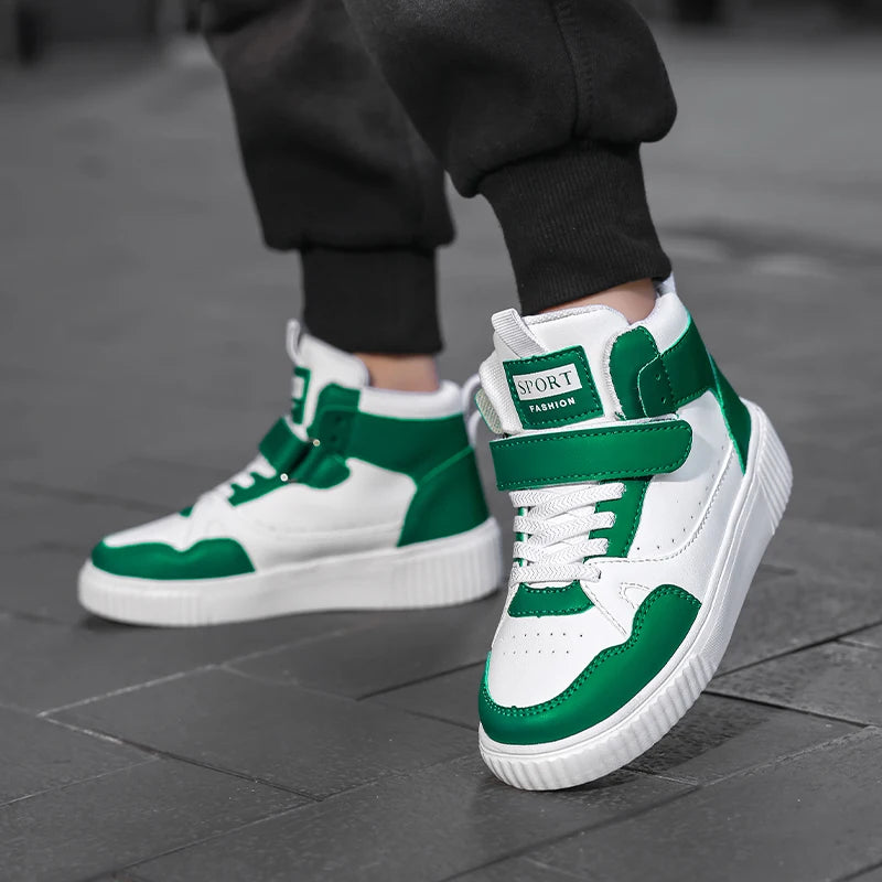 Zapatillas Deportivas para Niños, Zapatillas de Baloncesto de Caña Alta Casuales para Niños y Niñas, Zapatillas de Piel Sintética, Nuevas Zapatillas Deportivas de Moda 2026