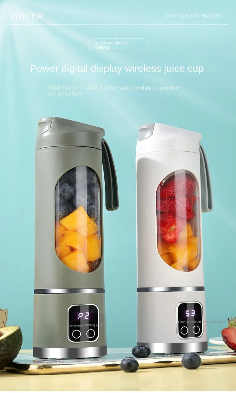 Máquina mezcladora doméstica, licuadora portátil, exprimidor eléctrico triturado con 3 velocidades, 450ML, gran capacidad, pantalla Digital, taza de jugo