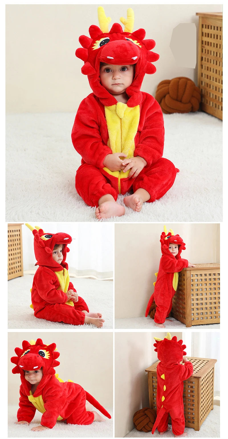 Pijamas térmicos de franela para bebés, ropa de invierno para niños pequeños, monos de ardilla y vaca, mono infantil