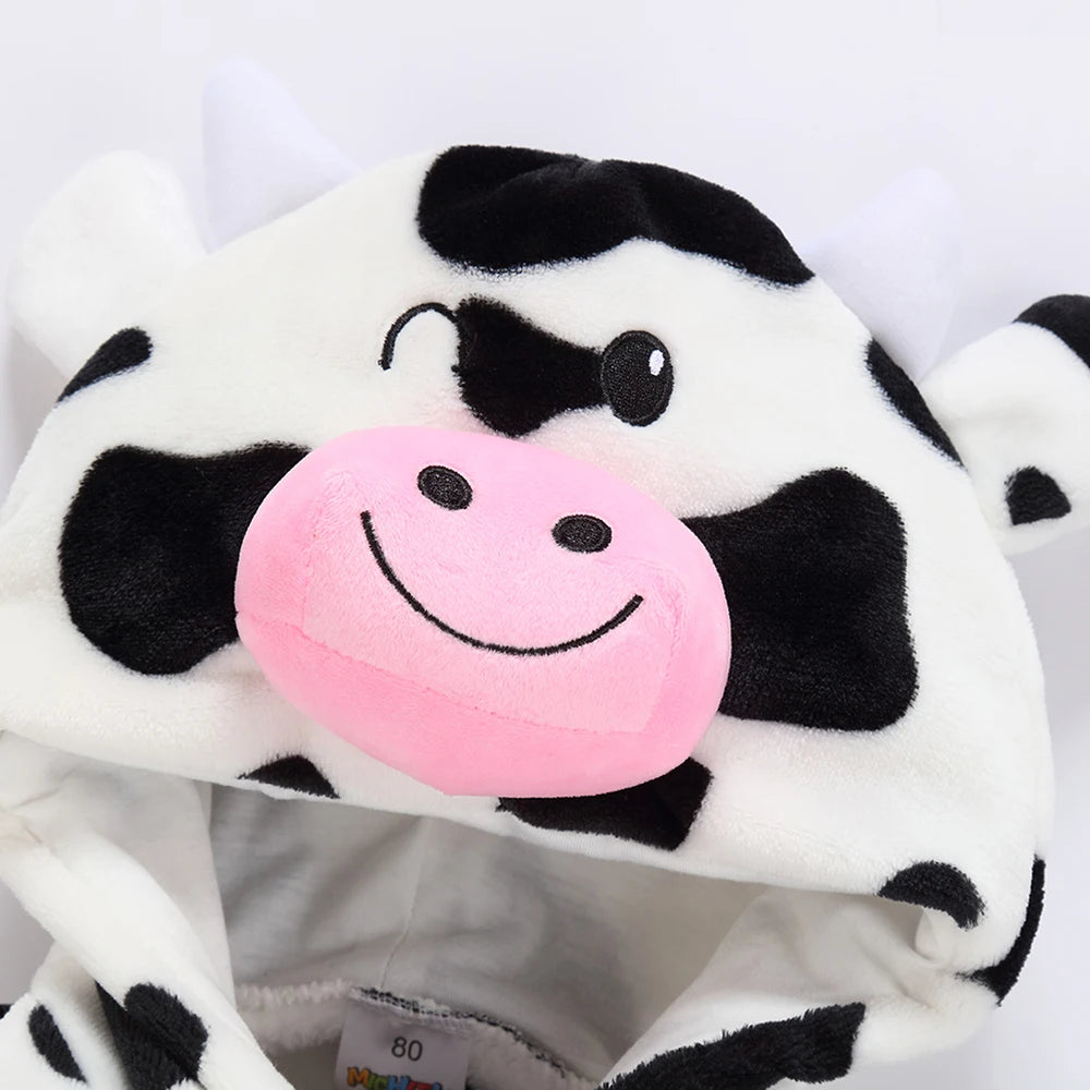 Pijamas térmicos de franela para bebés, ropa de invierno para niños pequeños, monos de ardilla y vaca, mono infantil