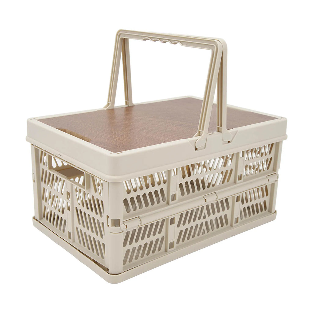 Cesta de Picnic plegable para acampar con tablero móvil, caja de almacenamiento de mano multifunción de gran capacidad, organización del hogar