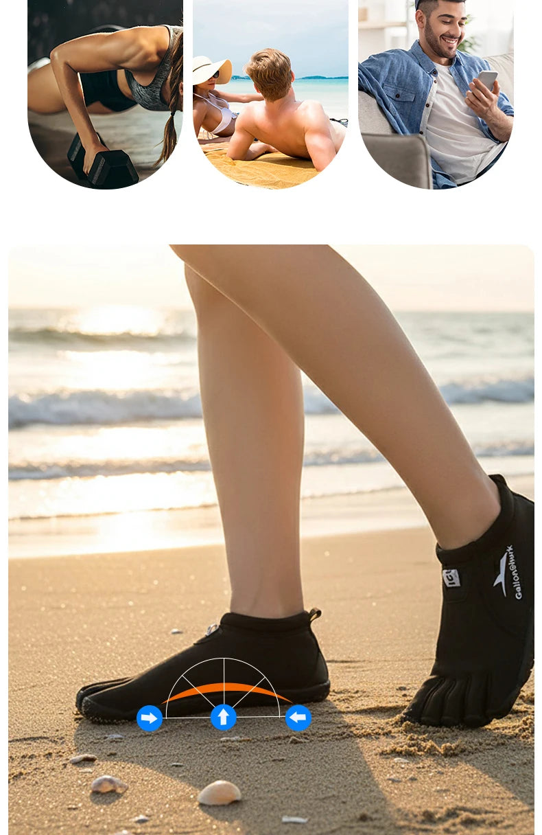 Zapatos de Neopreno de Cinco Dedos, Zapatillas de Agua Descalzas para Buceo, Voleibol de Playa y Caminatas en Arrecifes Costeros