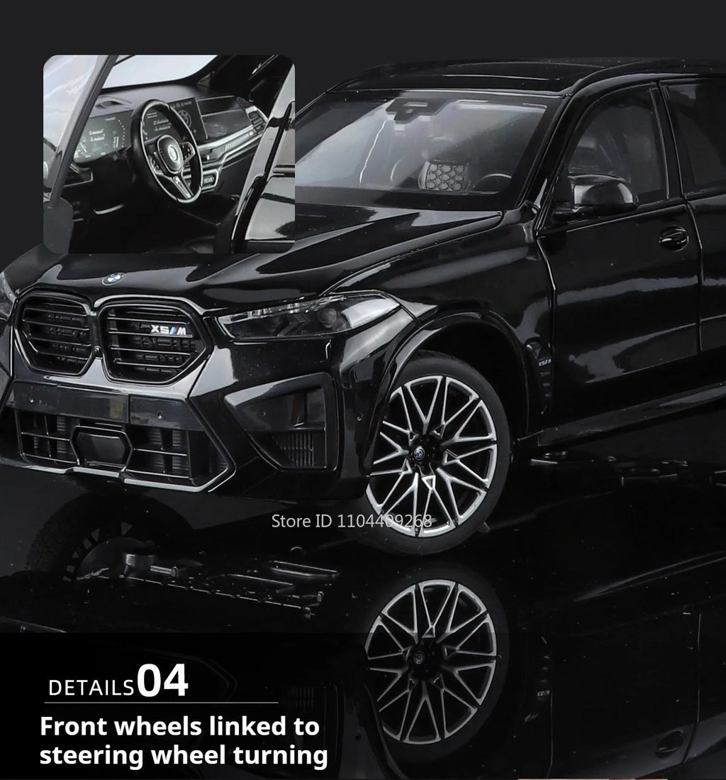 Modelo de coche X5M de gran tamaño 1:18, cuerpo de aleación de juguete, neumáticos de goma, tobogán hacia adelante, absorción de impacto, modelos de vehículos, adornos de escritorio