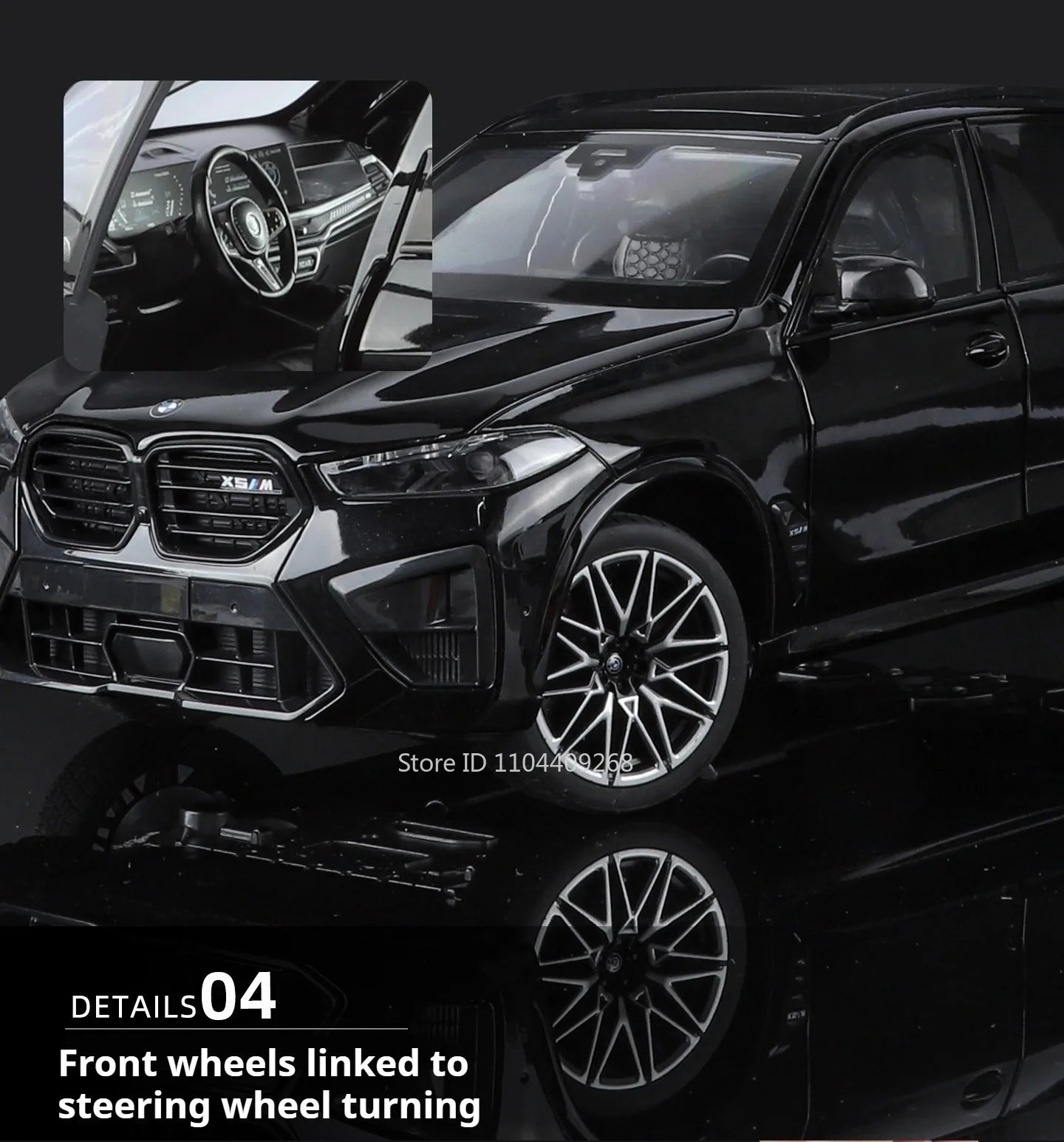 Modelo de coche X5M de gran tamaño 1:18, cuerpo de aleación de juguete, neumáticos de goma, tobogán hacia adelante, absorción de impacto, modelos de vehículos, adornos de escritorio