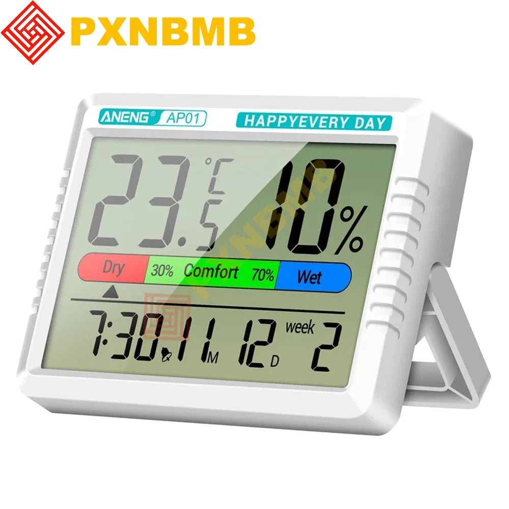 Termómetro de aire inteligente, higrómetro, reloj multifunción, pantalla Digital, Sensor de estación meteorológica para el hogar, interior y exterior