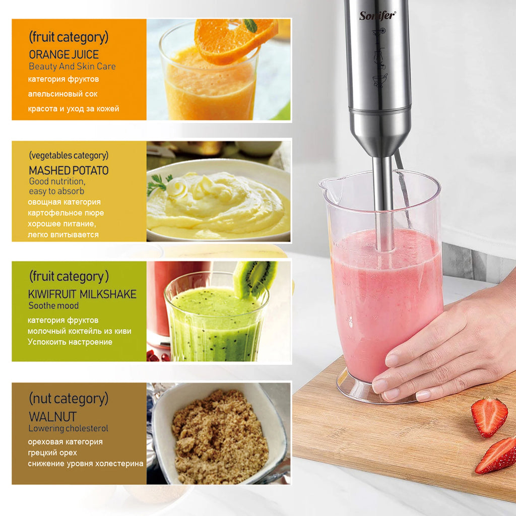 Sonifer-batidora de mano para cocina, mezclador eléctrico de alimentos por inmersión, trituradora de hielo, picadora de carne y verduras, 500W