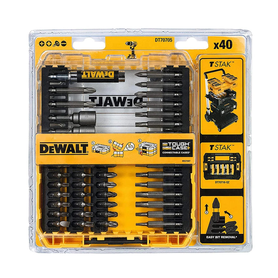 Dewalt-Juego de puntas de destornillador de impacto, 40 piezas, con estuche resistente, compatible con TStak Caddy, juego de brocas, accesorios DT70705