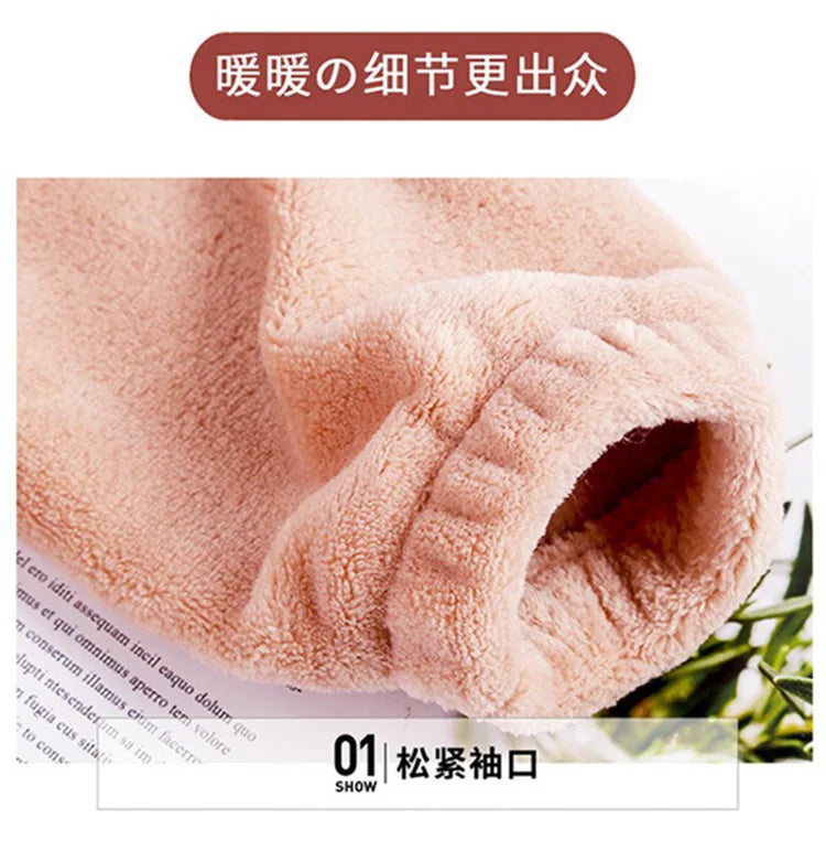 Pijamas para mujer en invierno, ropa gruesa de terciopelo Coral para el hogar para otoño, se puede usar, traje holgado y cálido de manga larga