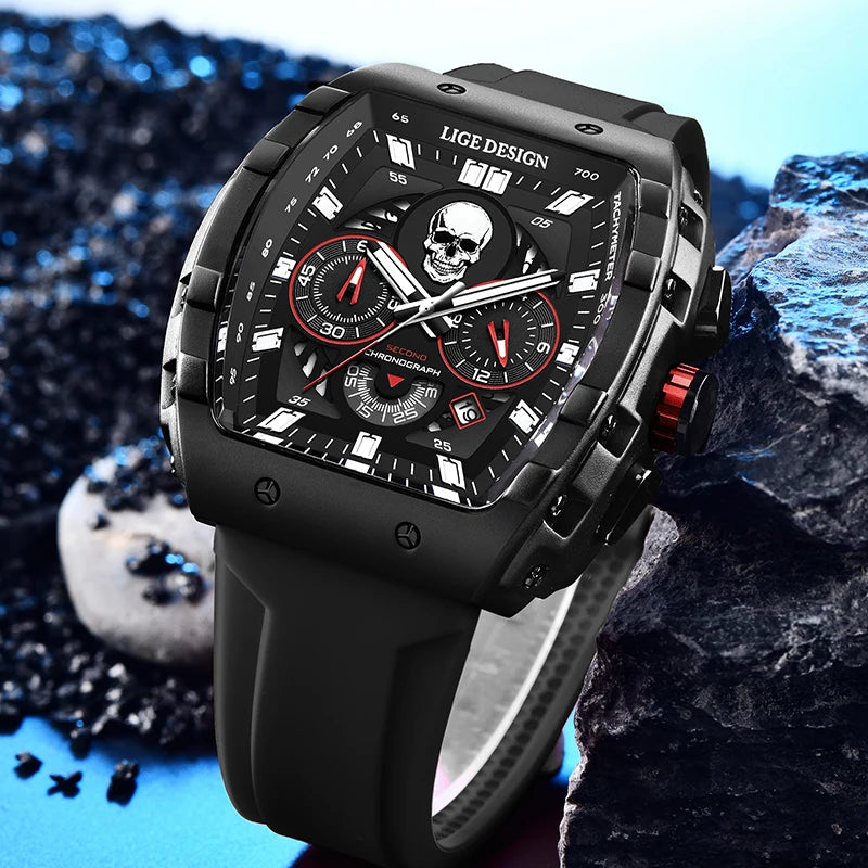 LIGE-reloj analógico de cuarzo para hombre, accesorio de pulsera resistente al agua con cronógrafo, complemento Masculino deportivo de marca de lujo con esfera luminosa y diseño militar