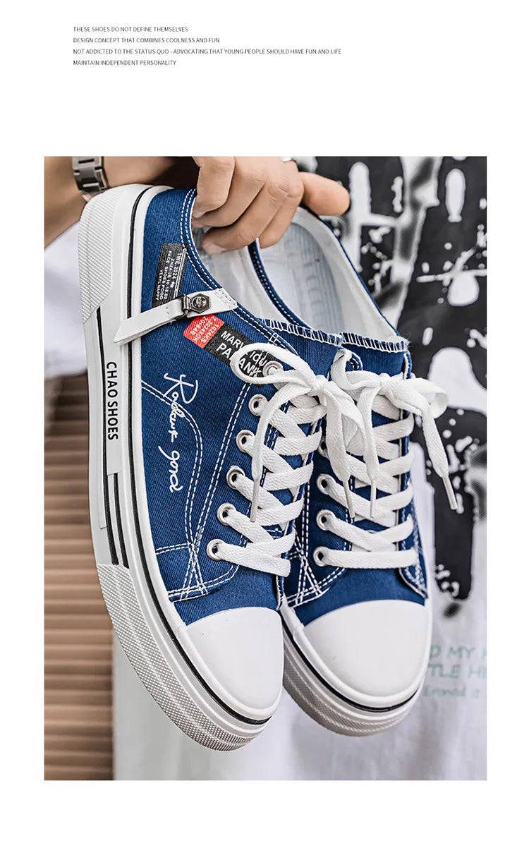 Zapatillas deportivas para hombre, zapatillas de lona transpirables con punta cerrada, mocasines a la moda para hombre, Zapatos para caminar al aire libre 2025, Zapatos de hombre