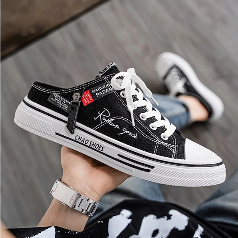 Zapatillas deportivas para hombre, zapatillas de lona transpirables con punta cerrada, mocasines a la moda para hombre, Zapatos para caminar al aire libre 2025, Zapatos de hombre