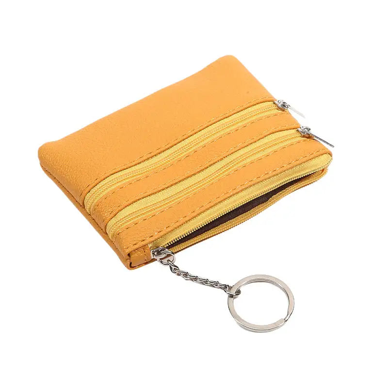 Monedero de cuero PU a la moda, cartera pequeña para mujer, monederos de cambio, Mini bolsas de dinero con cremallera, billeteras de bolsillo para niños, llavero