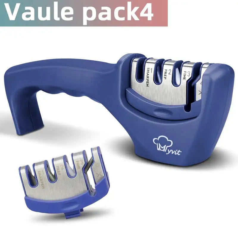 Afilador de cuchillos 4 en 1 con revestimiento de diamante y varilla fina, tijeras, sistema de afilado, cuchillas de acero inoxidable