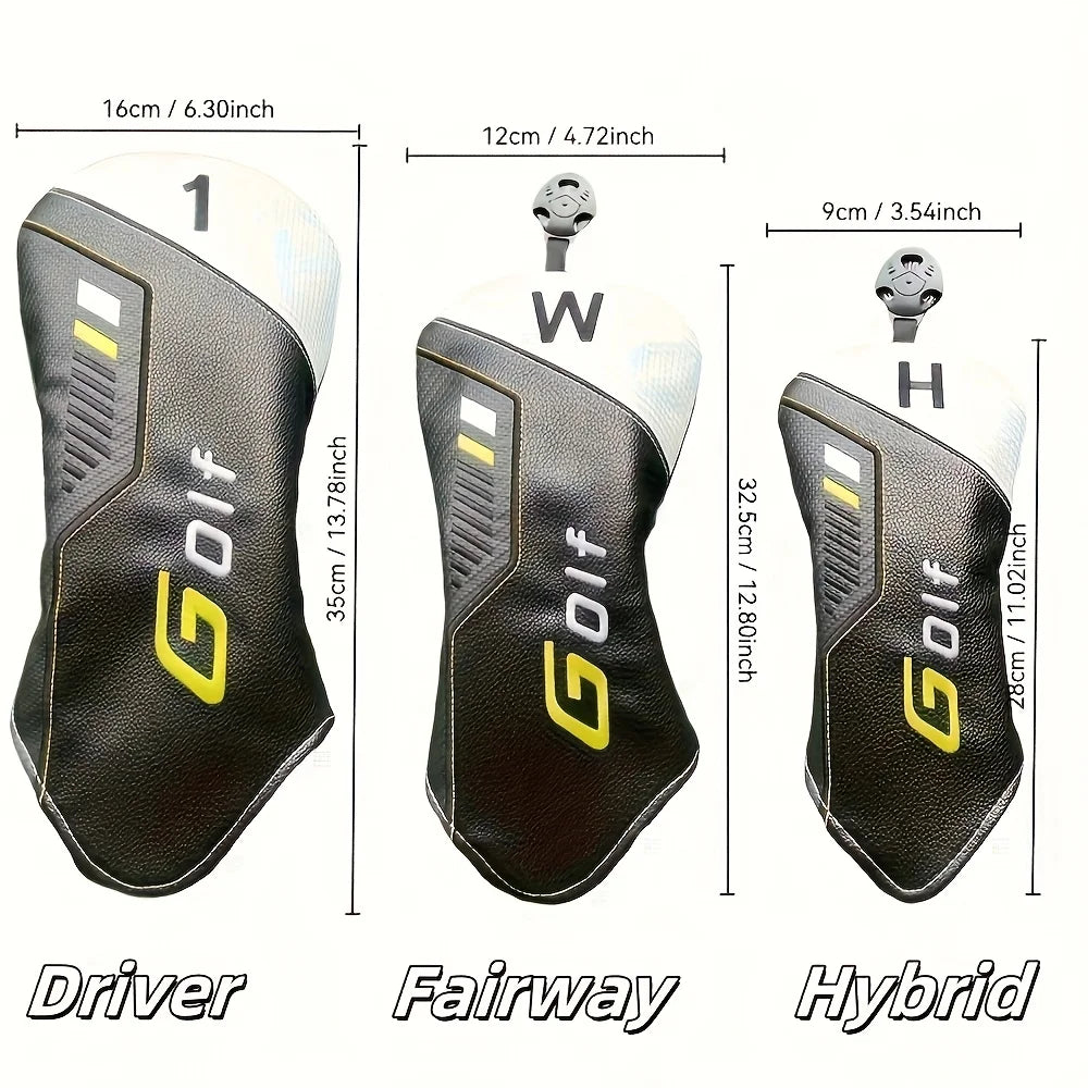 Juego de fundas para cabeza de palo de Golf, Material PU bordado resistente, cubierta protectora para palos de Golf resistente al agua y duradera, 1/4 Uds.