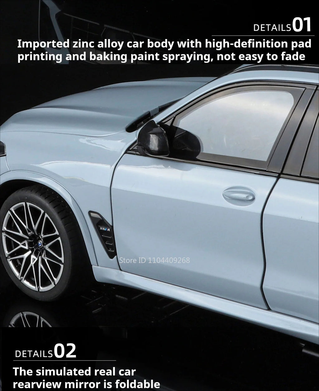 Modelo de coche X5M de gran tamaño 1:18, cuerpo de aleación de juguete, neumáticos de goma, tobogán hacia adelante, absorción de impacto, modelos de vehículos, adornos de escritorio