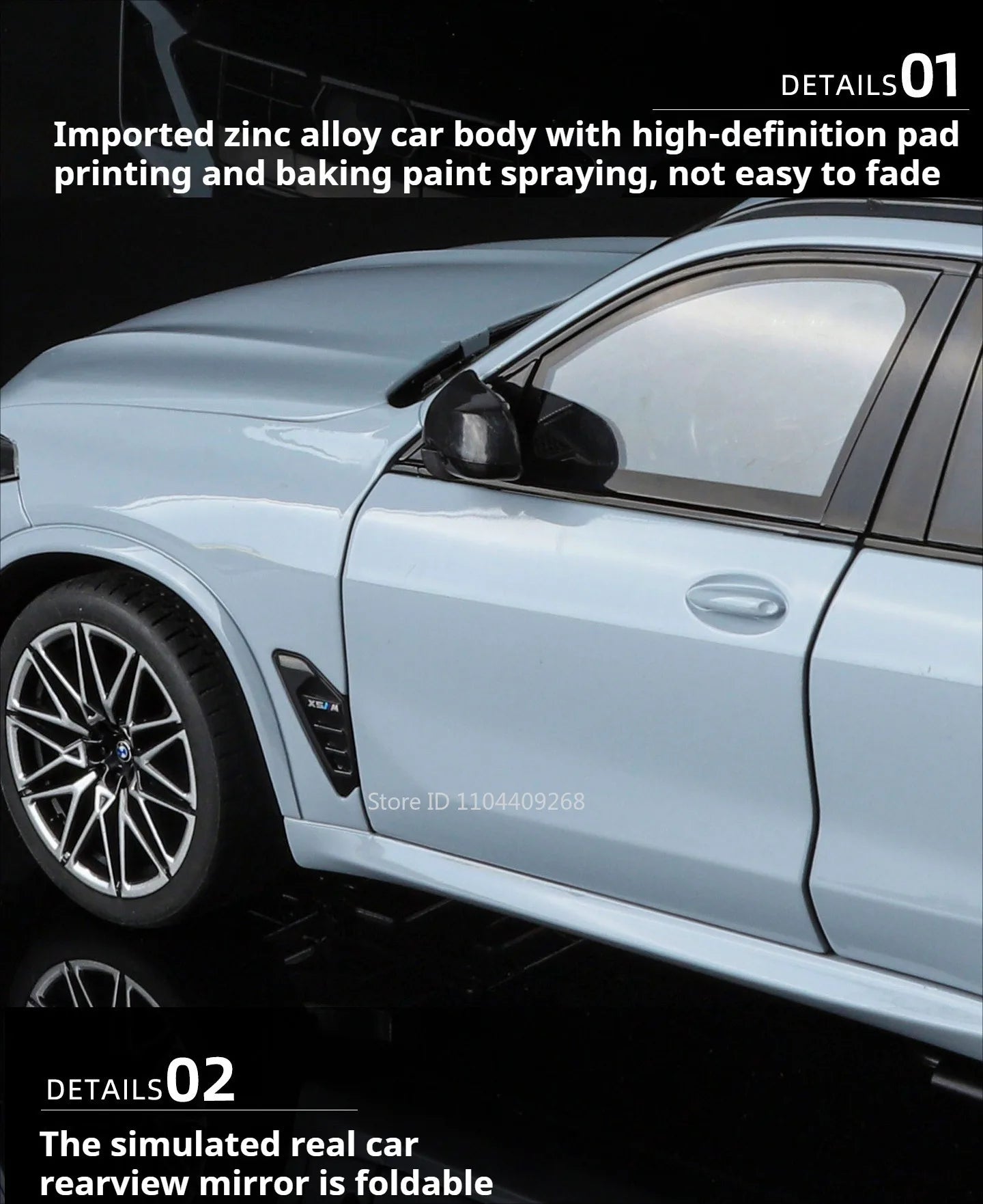 Modelo de coche X5M de gran tamaño 1:18, cuerpo de aleación de juguete, neumáticos de goma, tobogán hacia adelante, absorción de impacto, modelos de vehículos, adornos de escritorio